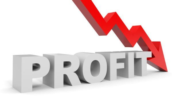 38291697 - graph down profit arrow. 3d illustration.